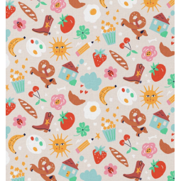 Tissu coton - Bretz gris multicolore