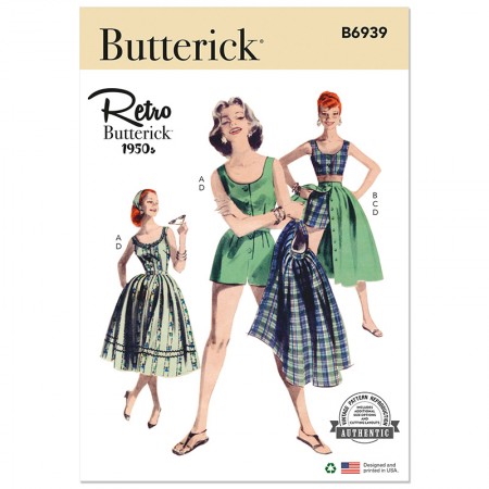 Patron Butterick 6939 - Combinaison, short jupe année 50