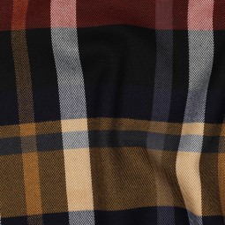 Tissu Polyester Viscose - Tartan gris rouge et jaune