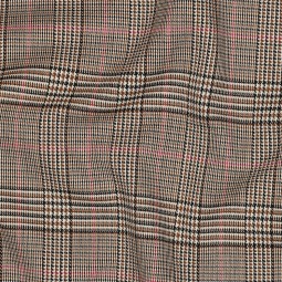 Tissu Polyester Viscose - Tartan camel et rose