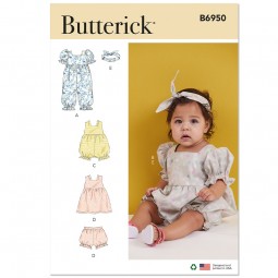 Patron Butterick 6950 - Barboteuse robe bébé