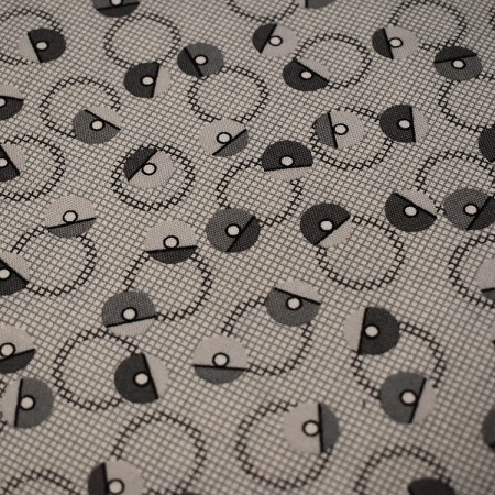 Tissu fantaisie - Trio de cercles gris