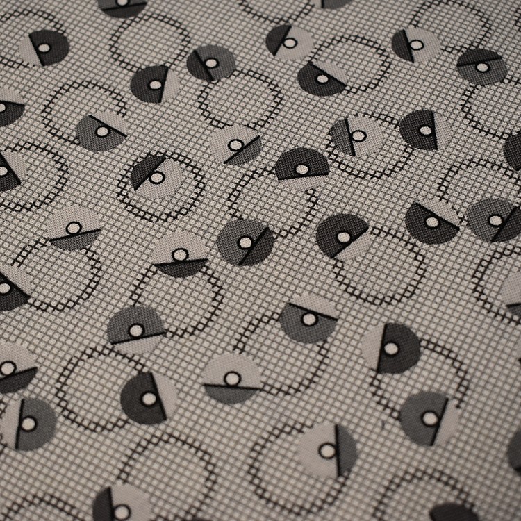 Tissu fantaisie - Trio de cercles gris