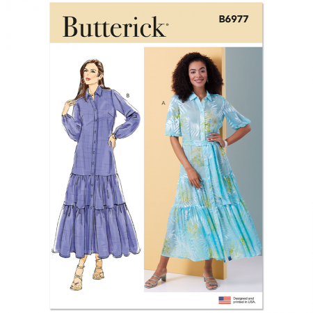 Patron Butterick 6977 - Robe longue à volants