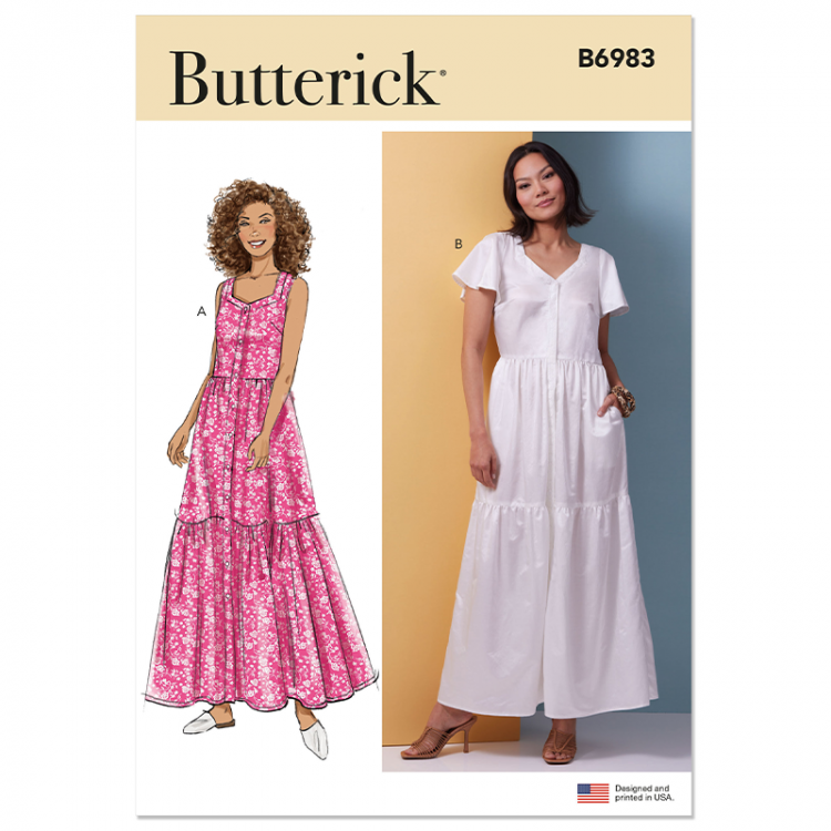 Patron Butterick 6983 - Robe longue à volants
