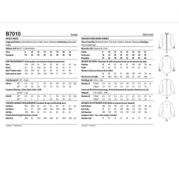 Patron Butterick 7010 - Chemisier femme