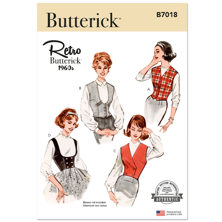 Patron Butterick 7018 - Veste gilet année 60