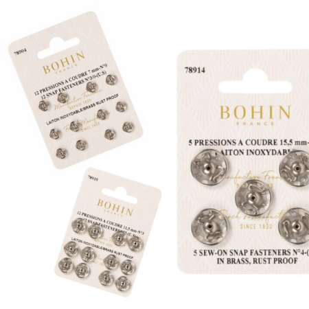 Boutons pression à coudre argent