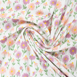 Tissu jersey ajouré - Fleurs lila
