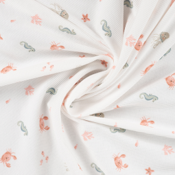 Tissu jersey côtelé - Animaux de mer