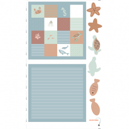 Tissu coton panneau - Couverture et coussin côté mer