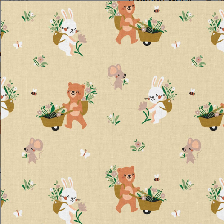 Tissu coton - Fabrice jaune vert