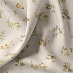 Tissu coton - Brousse écru vert