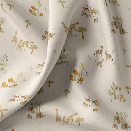 Tissu coton - Brousse écru vert