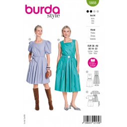 Patron Burda 5668 - Robe décolleté carré et jupe ample