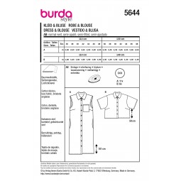 Patron Burda 5644 - Robe et chemisier épaules tombantes
