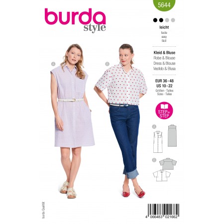 Patron Burda 5644 - Robe et chemisier épaules tombantes