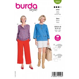 Patron Burda 5655 - Blouse col rond fendu