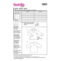 Patron Burda 5665 - Chemisier col V avec ou sans col