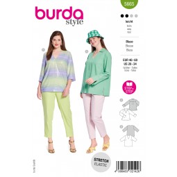 Patron Burda 5665 - Chemisier col V avec ou sans col