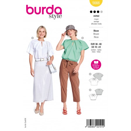 Patron Burda 5666 - Blouse à plis devant