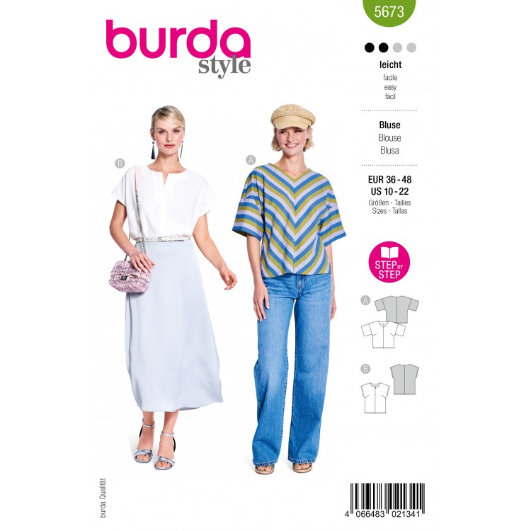 Patron Burda 5673 - Top à épaules tombantes