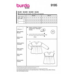 Patron Burda 9195 - Blouse col V évasée à la base