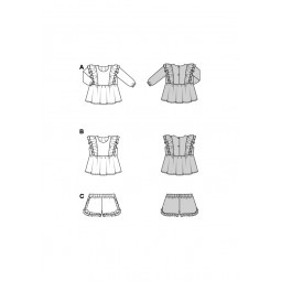 Patron Burda B9190 - Ensemble short et blouse à volants