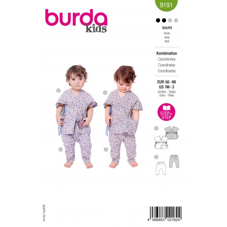 Patron Burda B9191 - Ensemble sarouel et blouse froncée