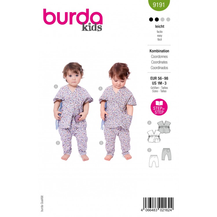Patron Burda B9191 - Ensemble sarouel et blouse froncée