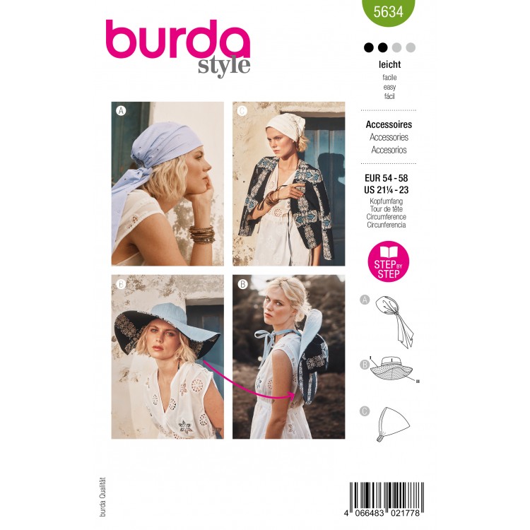 Patron Burda B5634 - Fichu et chapeau d'été