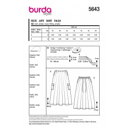 Patron Burda B5643 - Jupe longue à plis