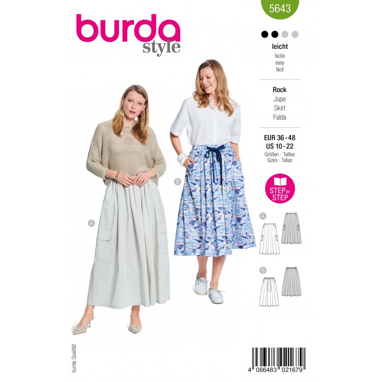 Patron Burda B5643 - Jupe longue à plis