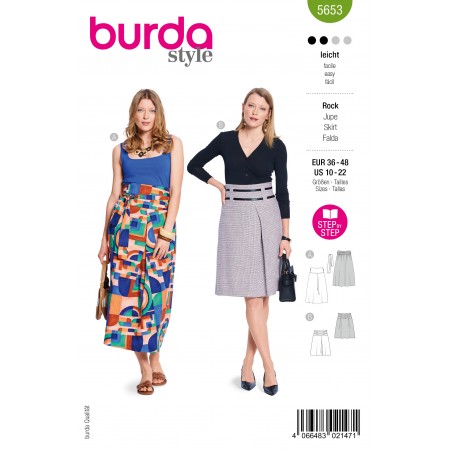 Patron Burda B5653 - Jupe taille haute paperbag