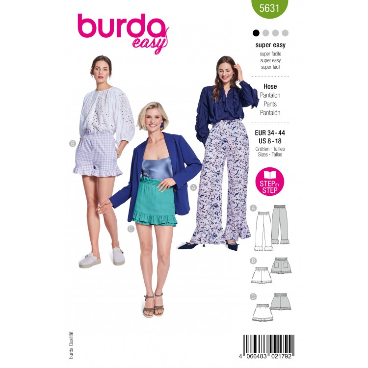 Patron Burda B5631 - Pantalon et short à volants