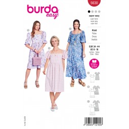 Patron Burda B5630 - Robe romantique en trois longueurs