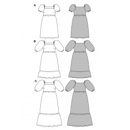 Patron Burda B5630 - Robe romantique en trois longueurs