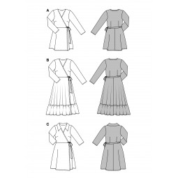 Patron Burda B5648 -  Robe portefeuille col chemise ou V