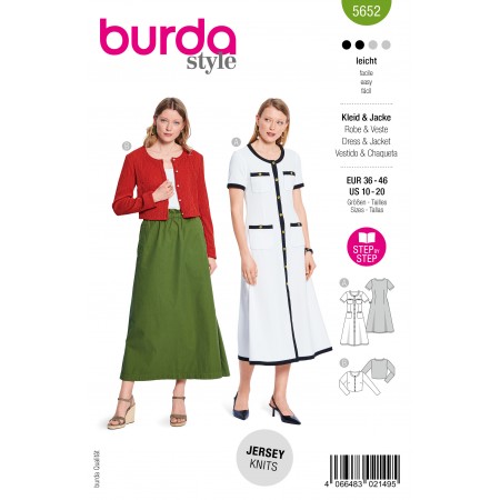 Patron Burda 5652 - Robe ou cardigan boutonné