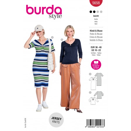 Patron Burda 5658 - Robe et t-shirt effet noué