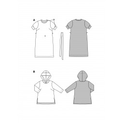 Patron Burda 5651 - Robe ceinturée et t-shirt à capuche