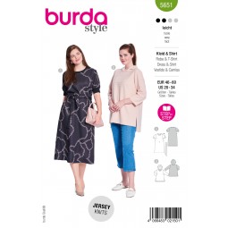 Patron Burda 5651 - Robe ceinturée et t-shirt à capuche