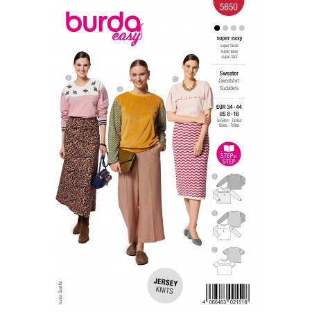 Patron Burda 5650 - T-shirt à empiècement contrastant