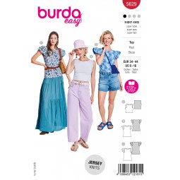 Patron Burda 5629 - Top et t-shirt à manches volantées.