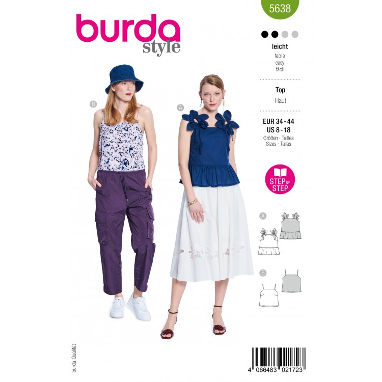 Patron Burda 5638 - Top bretelle fines ou fleurs