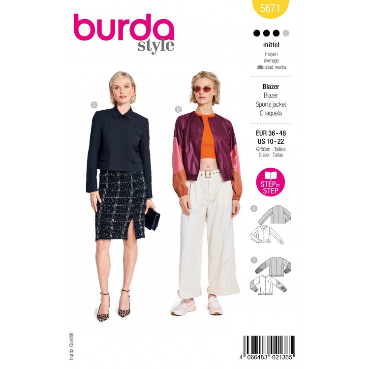 Patron Burda 5671 - Veste blazer ou sportive