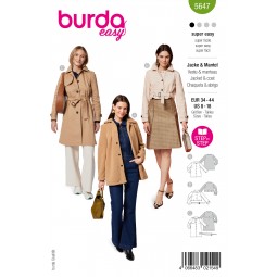 Patron Burda 5647 - Veste et manteau à col