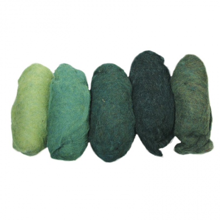 Laine cardée - Assortiment vert