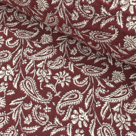 Tissu jacquard - Mumbai bordeaux