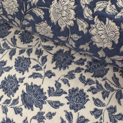 Tissu jacquard - Deepsi bleu